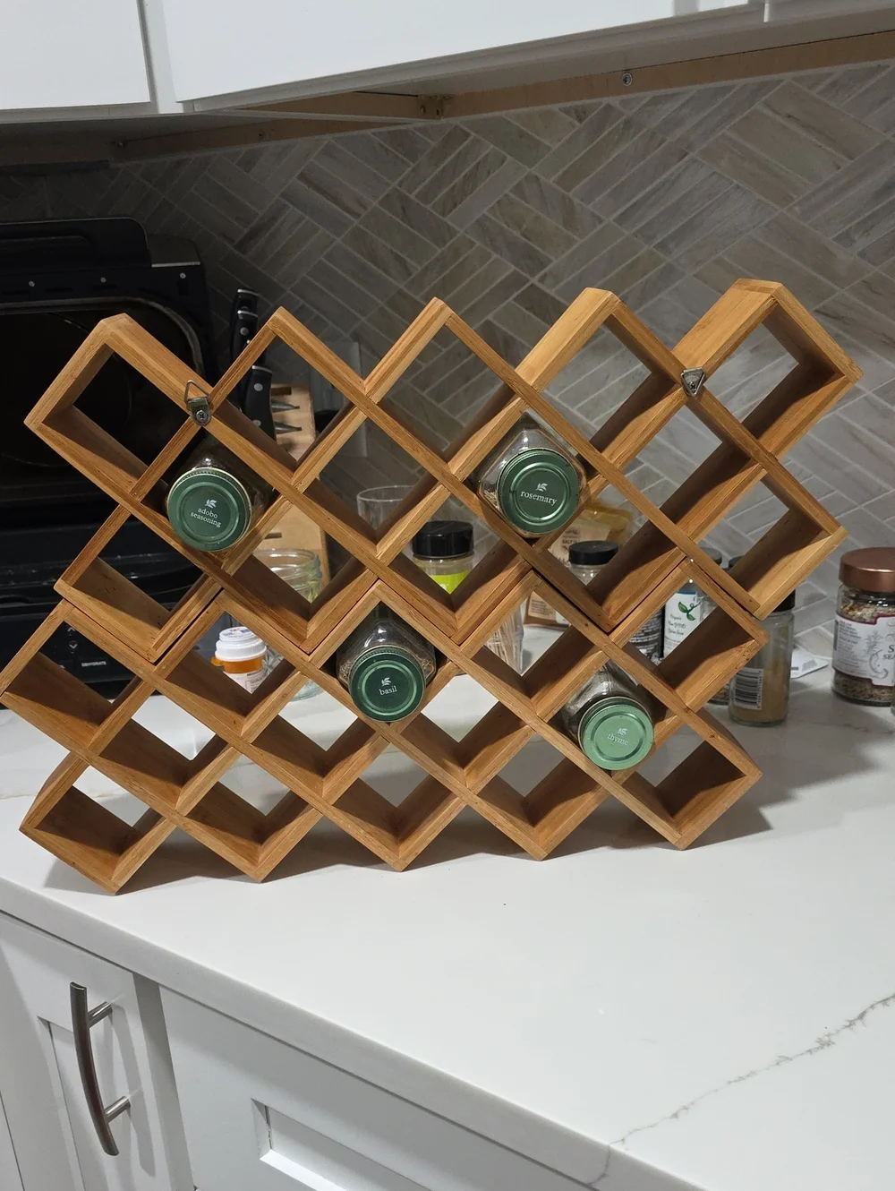 Acacia Wood Countertop Diamond Spice Rack